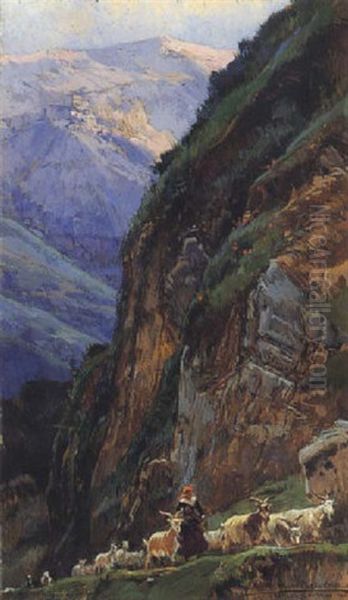 Campesina Con Cabras - view 1