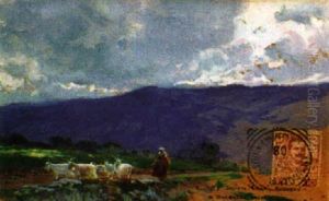 Paisaje De Anticoli Con Pastora Y Cabras Paisaje De Anticoli Con Pastora Y Cabras