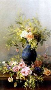 Violettes Roses Et Mimosas by Marthe Elizabeth Barbaud-Kock