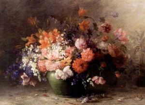 Fleurs De Printemps Dans Un Vase by Marthe Elizabeth Barbaud-Kock