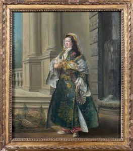 Portrait De Femme En Costume Oriental Sur La Terrasse D'un Palais by Jean Barbault