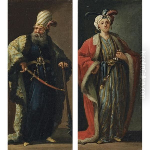 Figures, Full-length, Dressed A La Turque (pair) - view 1