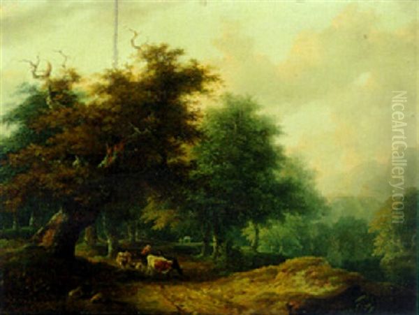 Cattle On A Wooded Track - view 1