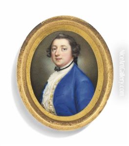 A Nobleman, In Blue Coat, Gold-embroidered White Waistcoat, Frilled White Cravat And Black Tie, Hair Worn En Queue by Lucius Barber