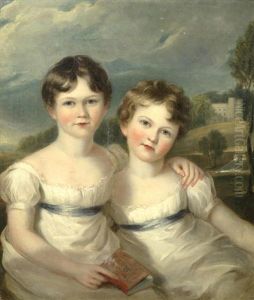 Portrait Of Two Children With A House Beyond Portrait Of Two Children With A House Beyond