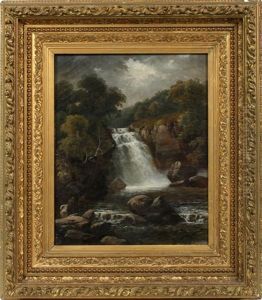 Landscape With Waterfall by Thomas Stanley Barber
