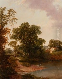 Country Landscape With Pond by Thomas Stanley Barber