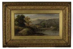 A River Landscape With Hills Beyond (+ Another; 2 Works) by Thomas Stanley Barber