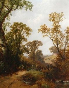 Crossing A Country Stream (a Mountain Walk; Pair)