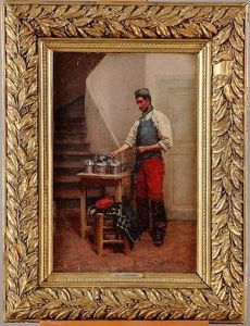 Militaire Servant Le Repas by Eugene De Barberiis