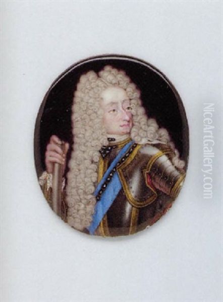 Brustportat Eines Fursten In Rustung Mit Gepuderter Allongeperucke - view 1