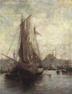 Schiffe Im Hafen Von Istanbul by Antoine Barbier