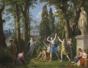 La Chasse Aux Papillons, An Allegory Of Beauty Attempting To Restrain Inconstancy by Jean Jacques Francois Le Barbier