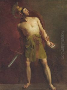 A Man Dressed As A Greek Warrior by Jean Jacques Francois Le Barbier