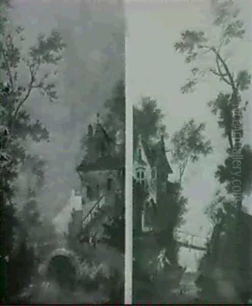 A Wall Panel Depicting A Rustic Scene; And Another - view 1