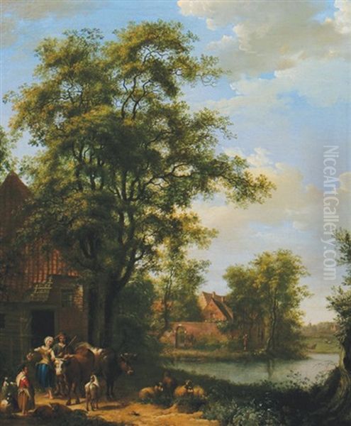 Figures By A Cottage - view 1