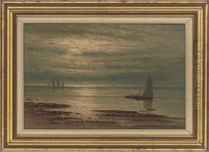 Fishing Boats At Sunset by Hugh William Barclay