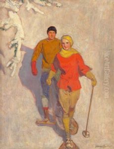 Couple Wearing Snowshoes