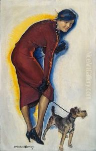 Woman With Airedale Puppy