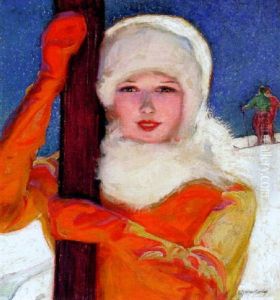 Beautiful Woman Skier Pauses On The Slopes