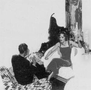 Seated Woman Offering Drugs To Man, He Refusing