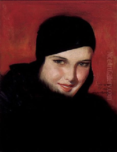 Woman In Black Cap And Furs - view 1