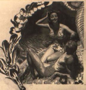 Bathing Couple, Hawaiian Motif