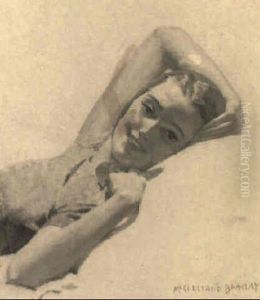 Reclining Woman, Red Scarf Around Head