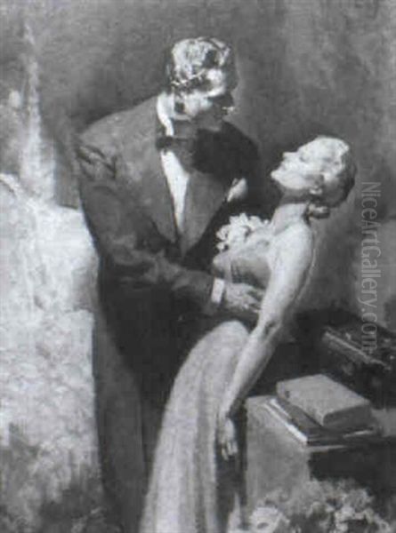 Formal Couple, She Feigning Fainting - view 1