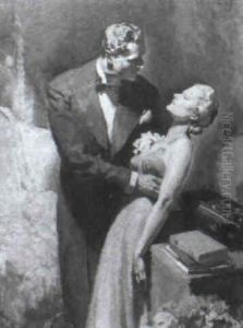 Formal Couple, She Feigning Fainting