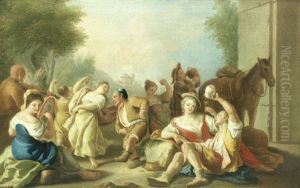Figures Drinking And Dancing In A Landscape Figures Drinking And Dancing In A Landscape