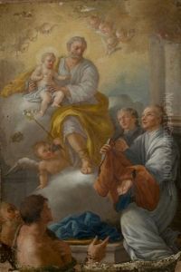 San Giuseppe Con Il Bambino Appaiono Ad Un Devoto (saint Joseph With The Child Appearing To A Devotee) by Pietro Bardellino