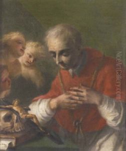 Saint Charles Borromeo At Prayer by Pietro Bardellino