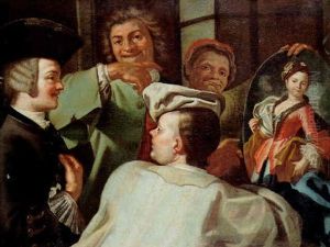 A Young Gentleman Being Shown A Portrait Of A Lady A Young Gentleman Being Shown A Portrait Of A Lady