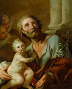 Saint Joseph And The Christ Child With Seraphim by Pietro Bardellino