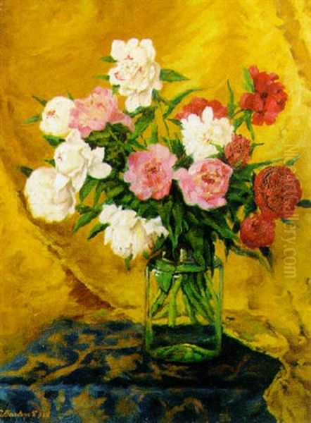 Peonies In A Glass Vase - view 1