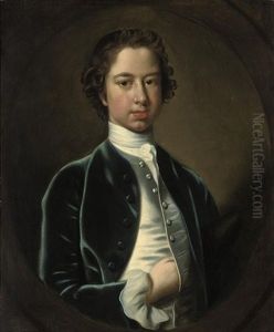 Portrait Of A Boy In A Blue Velvet Coat With A Grey Waistcoat And White Cravat
