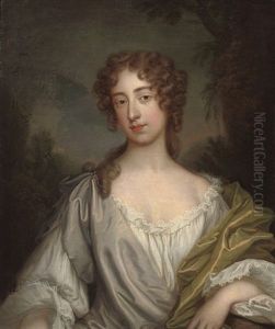 Portrait Of A Lady, In A Mauve Dress And White Chemise