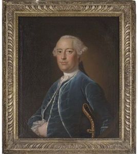 Portrait Of A Gentleman Of The Bastard Family, Of Kitley, Devon, In A Blue Coat And Waistcoat, A Tricorn Under His Left Arm