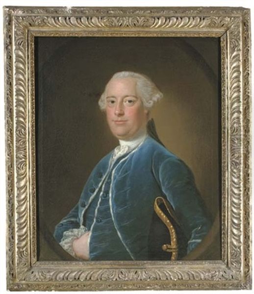 Portrait Of A Gentleman Of The Bastard Family, Of Kitley, Devon, Half-length, In A Blue Coat And Waistcoat, A Tricorn Under His Left Arm - view 1
