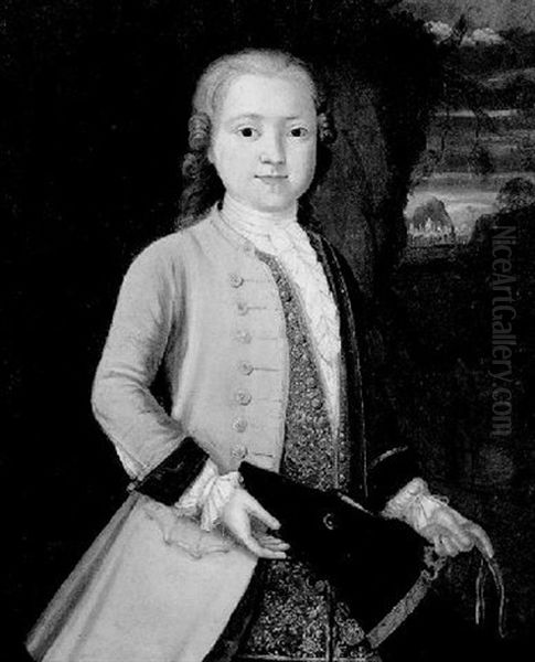 Portrait Of A Boy With A Hound, A Landscape Beyond - view 1