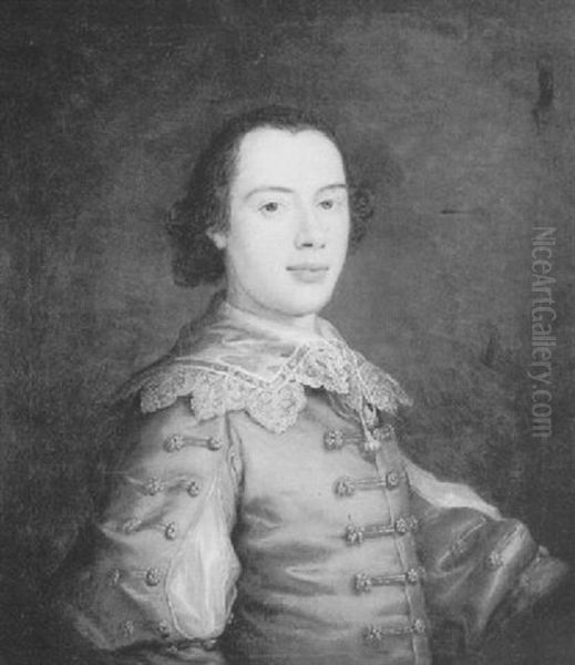 Portrait Of A Man (john Wogan?) Wearing A Blue Coat With Gold Toggles And A White Lace Collar - view 1