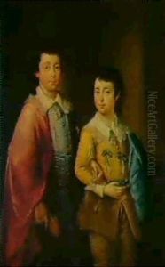 Portrait Of Two Brothers, Possibly Members Of The Fitzgeraldfamily by Thomas Bardwell
