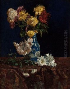 Still Life With Chrysanthemums In An Oriental Vase, Circa 1885