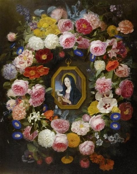 Madonna Mit Kind In Einer Blumengirlande - view 1