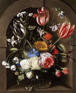 Blumenstilleben In Einer Steinnische