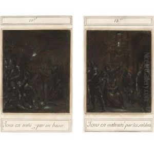The Kiss Of Judas (+ The Mocking Of Christ, From The Passion; 2 Works) by Dirck Barendsz.
