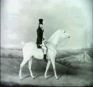 Portrait Of George Sainsbury, Riding A White Hunter, A Hunt In A Landscape Beyond