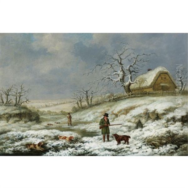 Snipe Shooting In A Winter Landscape - view 1