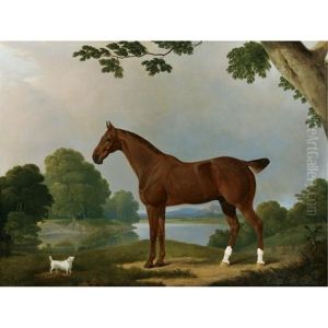 Aconbury, A Hunter, And Coaxer, A Terrier, In A Landscape